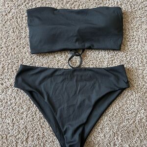 SHEIN Black Minimalist Bandeau Bikini